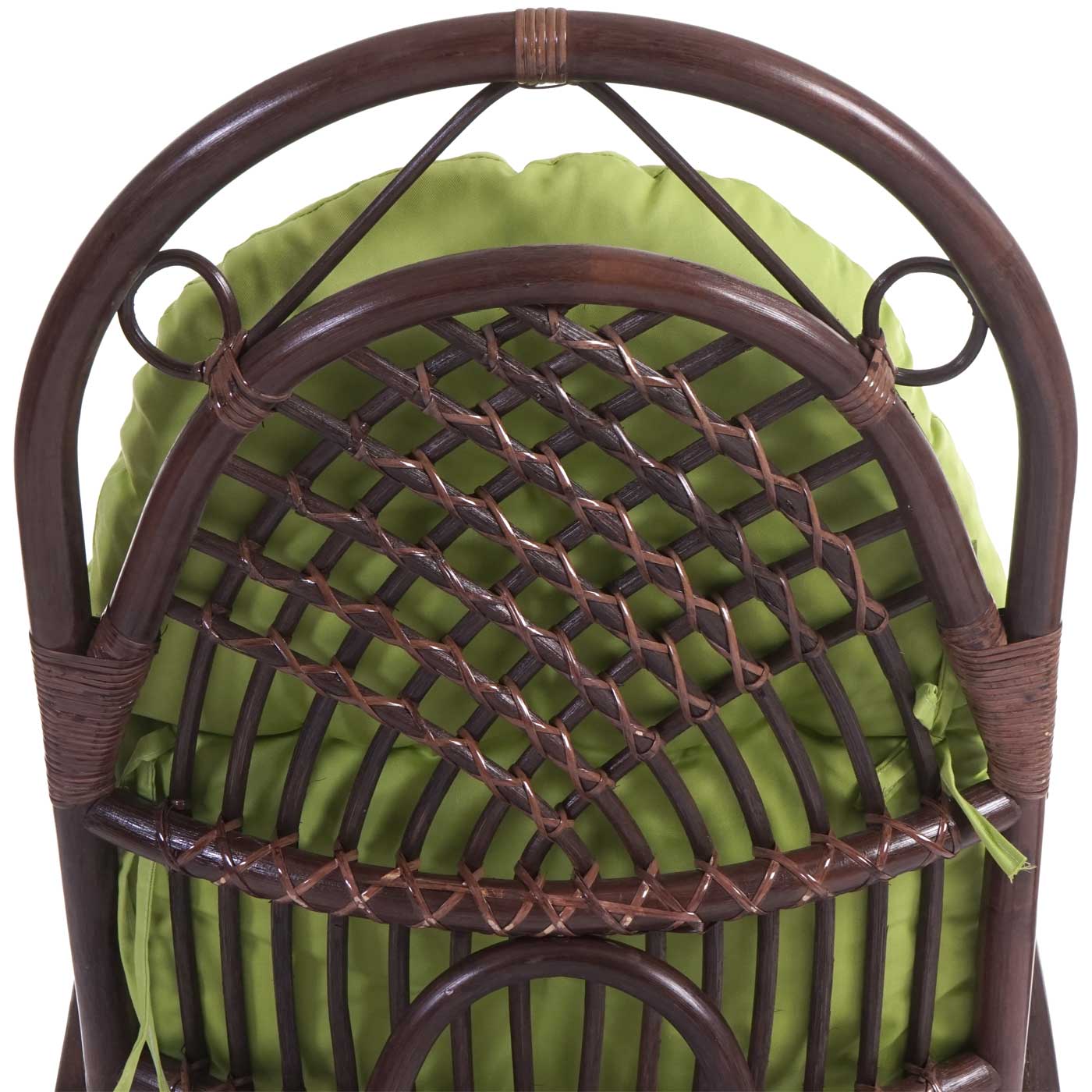 Schaukelstuhl MCW-C40, Schwingsessel Rattansessel, braun ~ Auflage grün