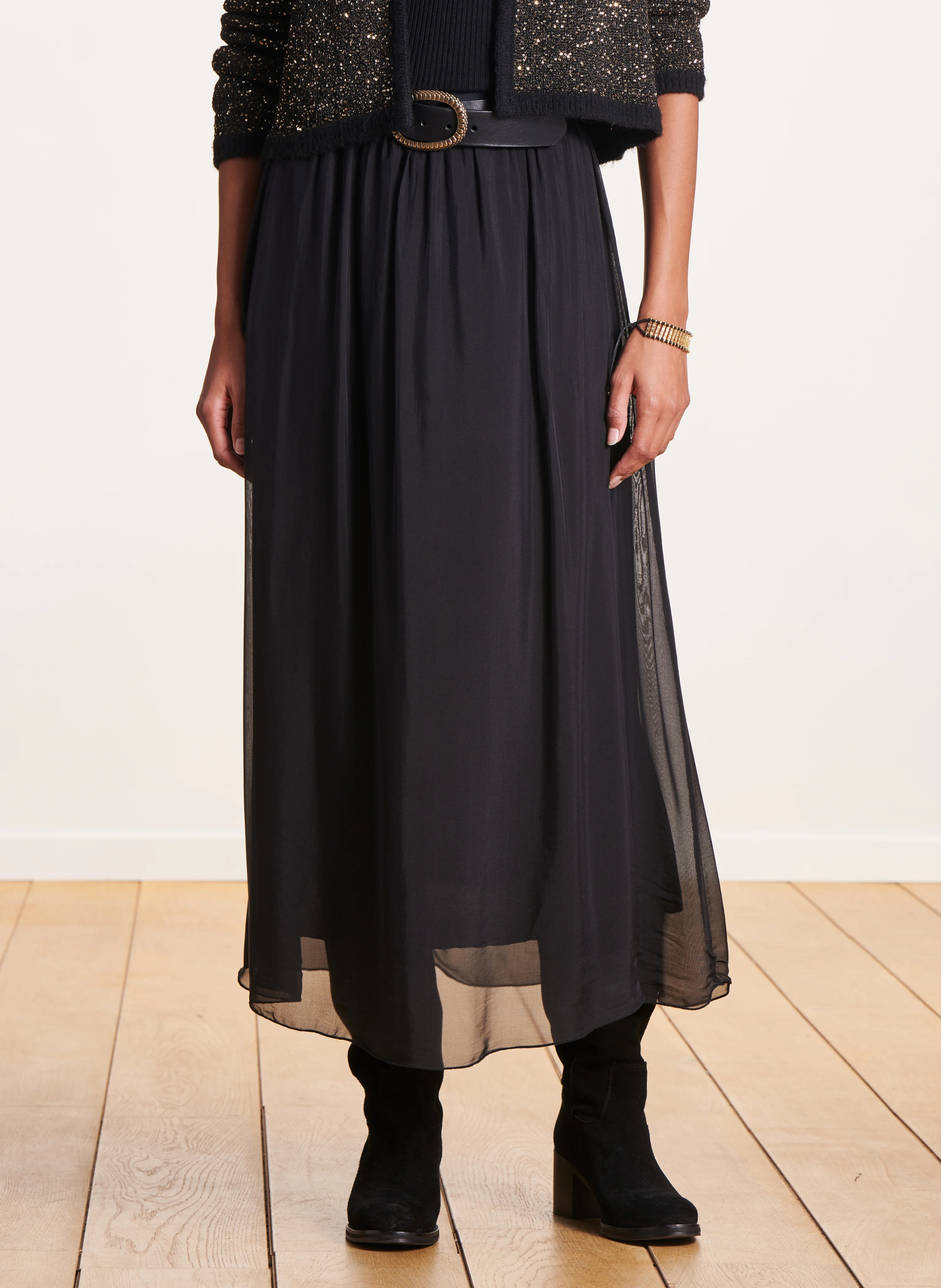 Jupe longue droite| Noir