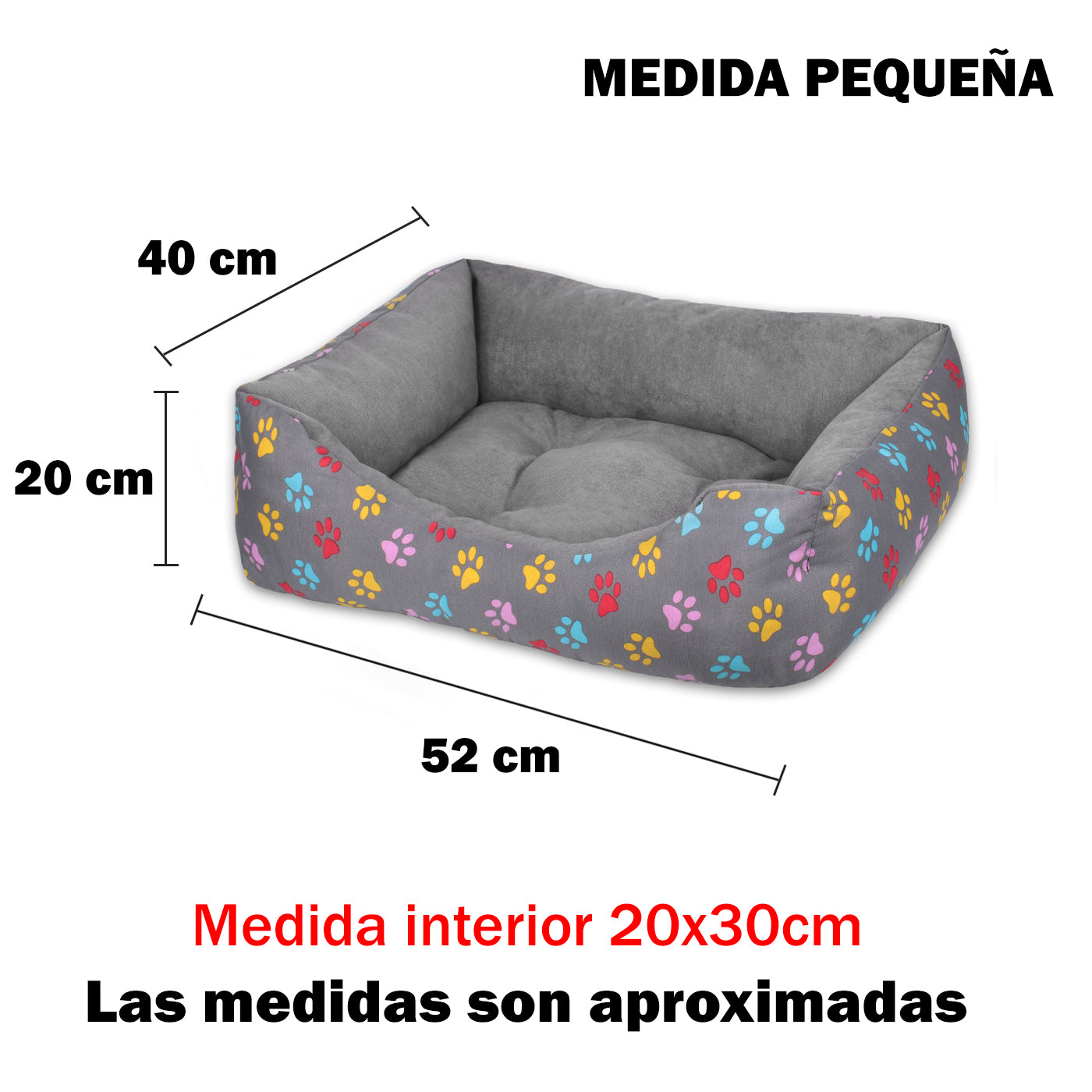 Cesta HOME MERCURY, cama confortável para cães, gatos e outros animais de estimação, com enchimento de fibra, resistente ao desgaste e durável (grande, estampa de patas)
