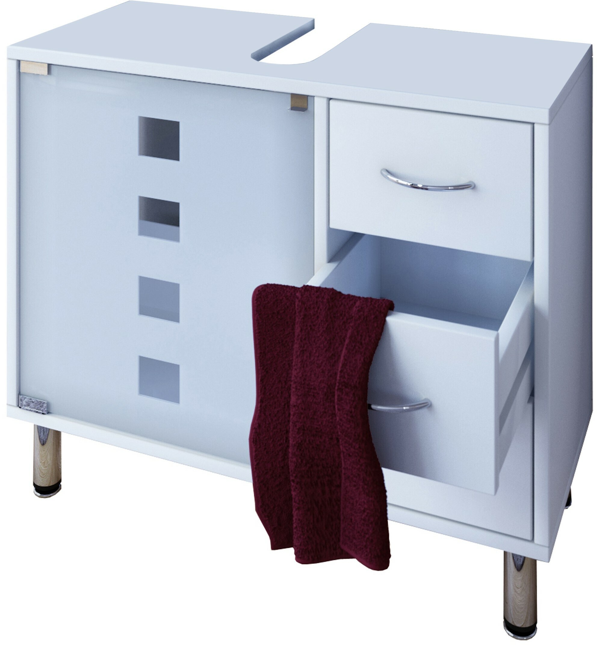VCM Badmöbel Badunterschrank Darola | schmaler Waschbeckenunterschrank mit Schubladen | modernes Badezimmermöbel |