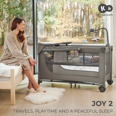 Kinderkraft JOY 2 Reiseseng med Tilbehør, Beige