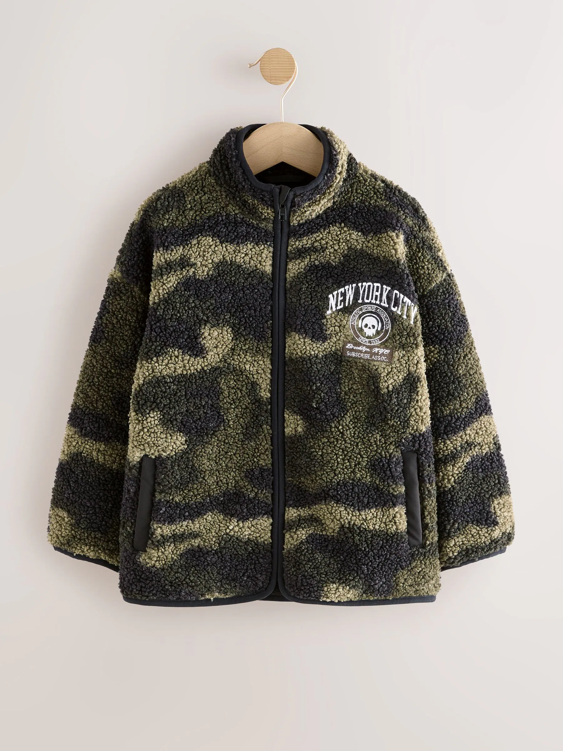 Khaki - Camo bomber-overshirt van borgfleece (3-16jr)