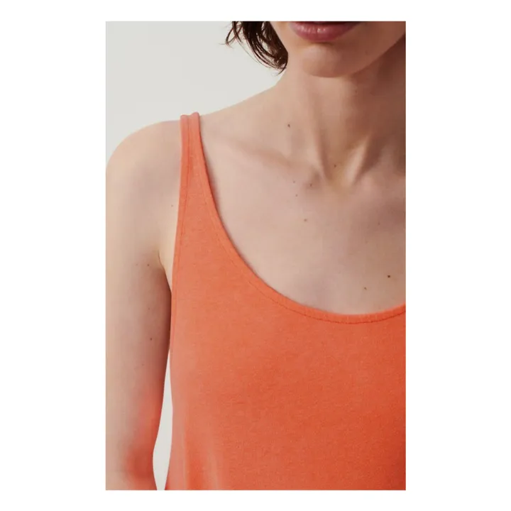 American Vintage Robe Col Bateau Lopintale Coton et Lin | Orange fluo