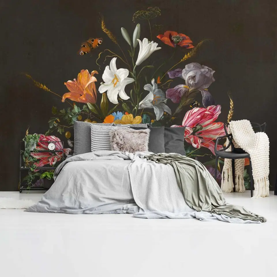 Fotobehang De Heem Stilleven met bloemen op vaas - 260x384cm