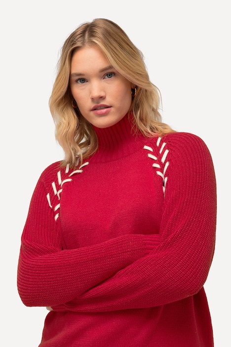 Pullover, Schmuckbänder, Stehkragen, Langarm