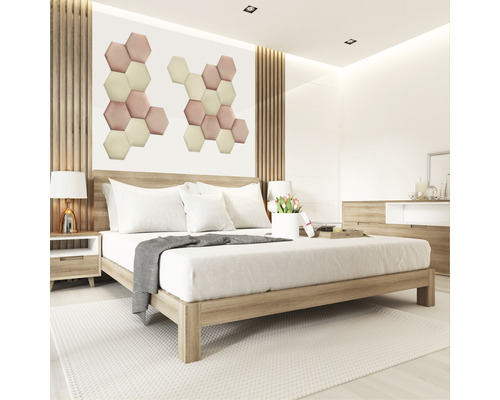 Riviera Hexagon wandkussen, oudroze fluweellook, 29 x 34 cm