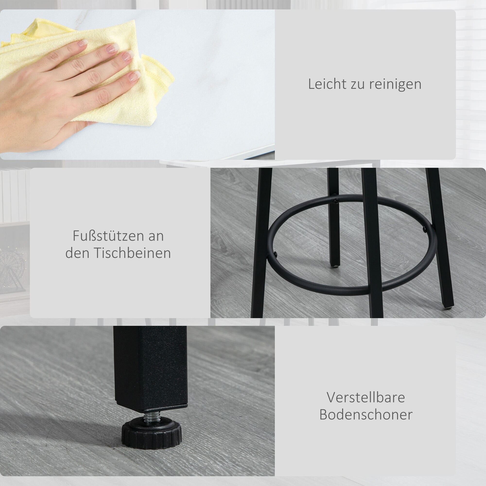 HOMCOM Bartisch Set mit Stahlrahmen schwarz, weiß 100L x 40B x 90H cm
