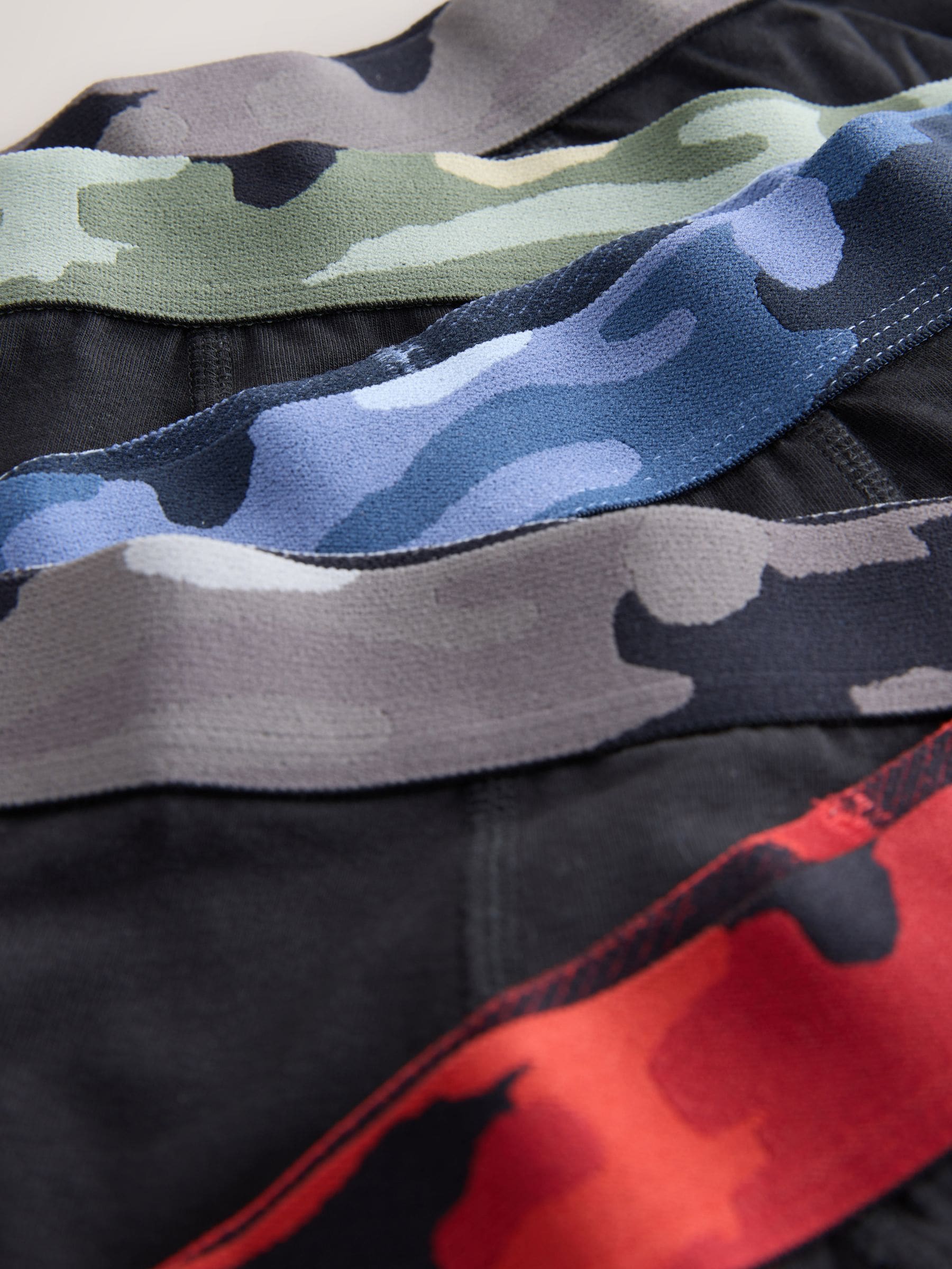 Zwart met camouflage tailleband - Verpakking van 5 boxers (2-16jr)
