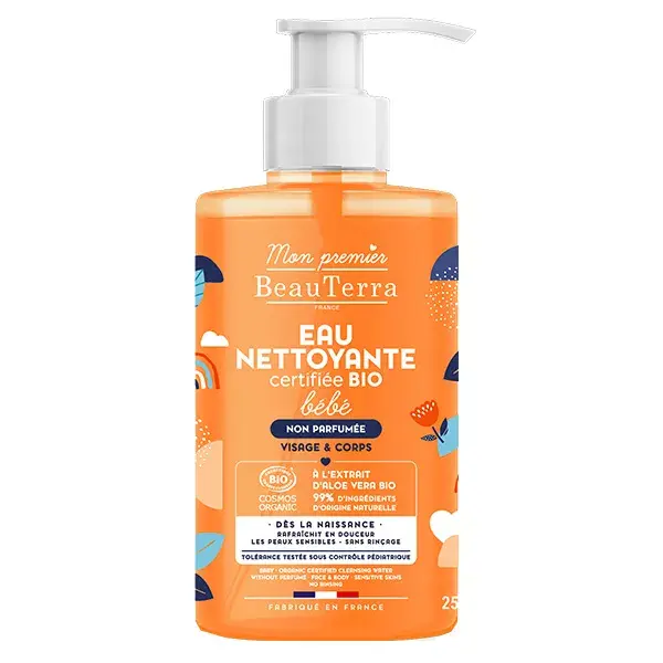 Água de Limpeza Orgânica para Bebês Beauterra Sem Fragrância 750ml