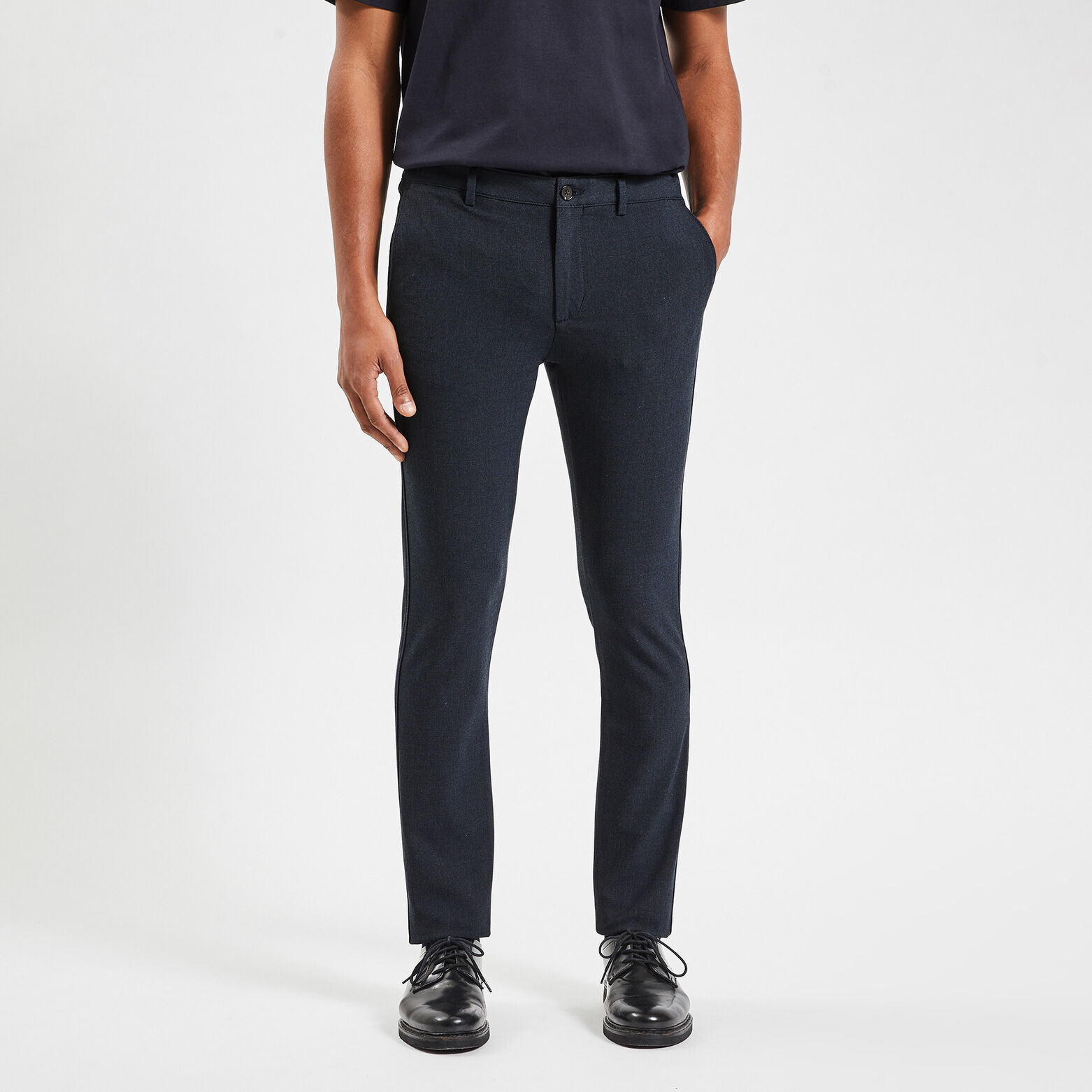 Pantalon chino slim elastiqué reliefé Bleu