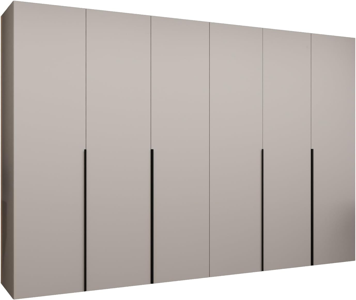 MEBLE KRYSPOL - Kleiderschrank - Drehtürenschrank - Schrank 300 x 202 x 52 cm - Moderner Garderobenschrank Schlafzimmer, Flur, Jugendzimmer - Kaschmir, Griff Schwarz - Alicante 1