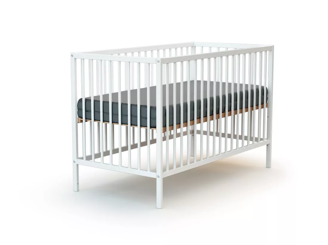 Lit bébé en bois avec matelas Blanc 60 x 120