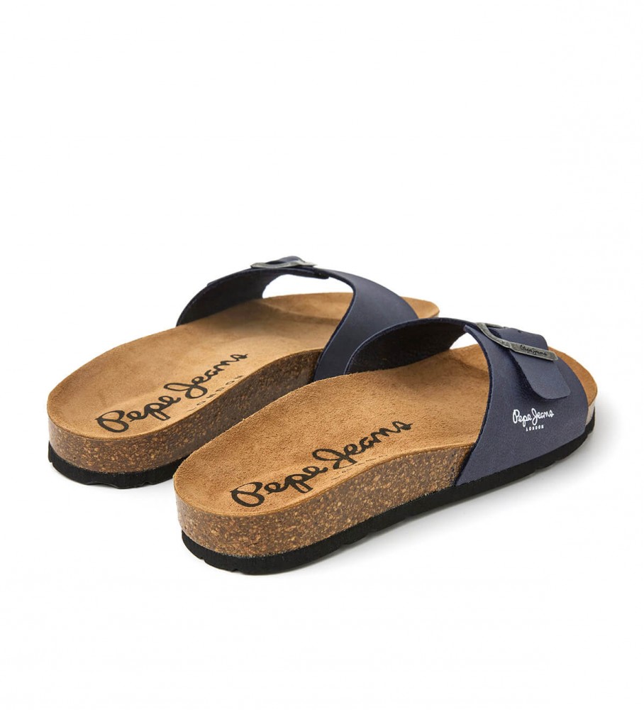 Sandálias Pepe Jeans Bio Single, cor azul marinho Chicago