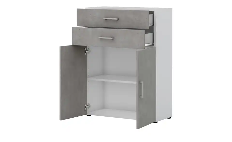 Aktenschrank Kasai 2 Türen / 2 Schubkästen 107,2 cm Weiß, Grau