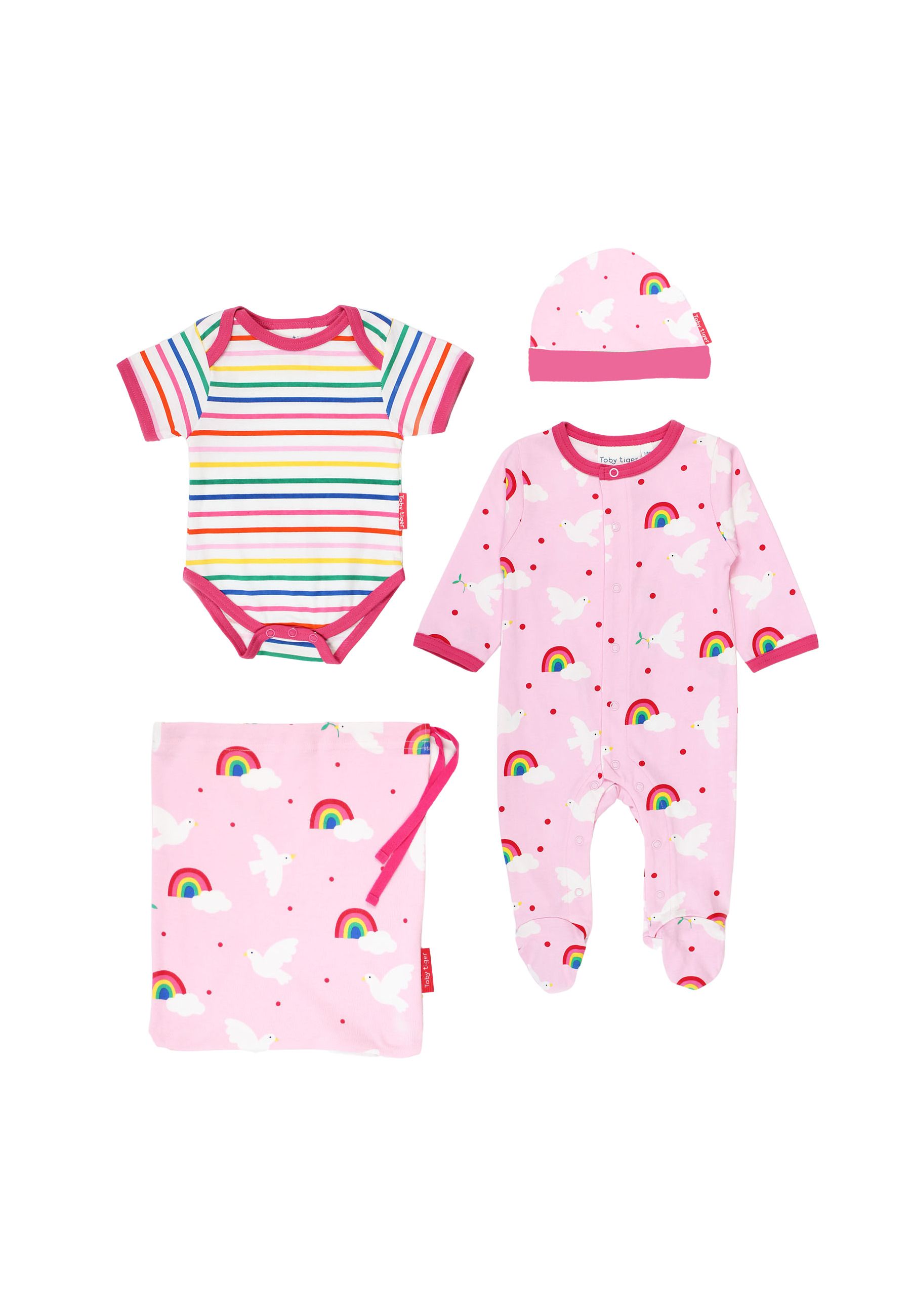 Toby Tiger Baby Geschenkset - Taubenauf-Applikation