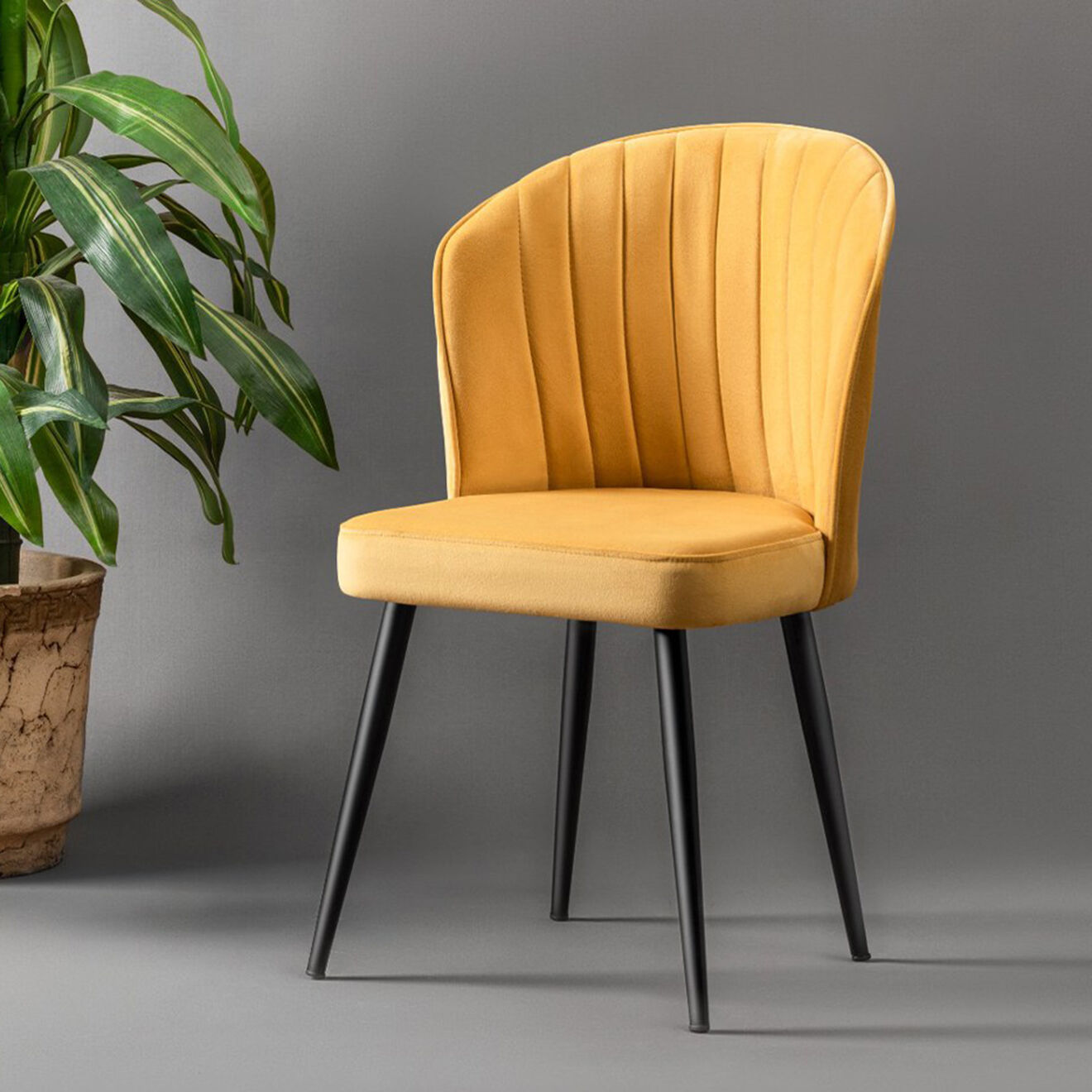 Homitis 4 Chaises Rubi jaune/noir - 52x85x42 cm