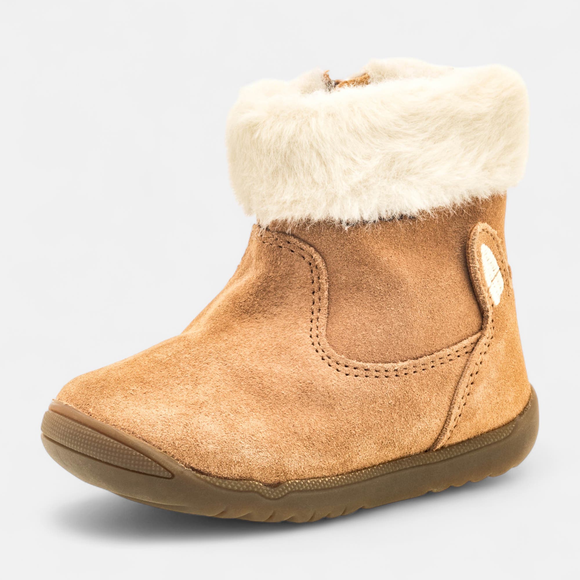 Bottines Bébé fille en cuir cognac