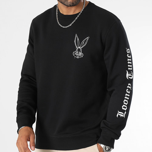 Sweat Crewneck Sleeves Angry Bugs Bunny Noir