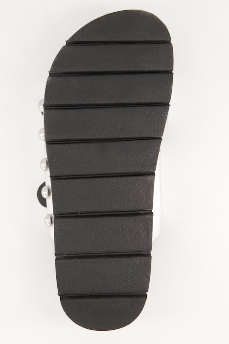 Leder-Pantolette, echtes Leder, goldene Nieten, Plateausohle