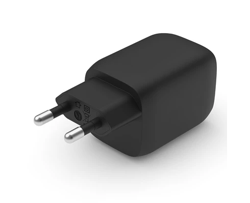 Belkin 65W GaN Dual PD/PPS mini snabbladdare för laptop, mobil, sufplatta Svart