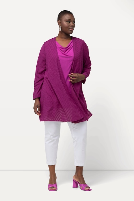 Indoorjacke, 3D-Zackenmuster, A-Linie, V-Ausschnitt