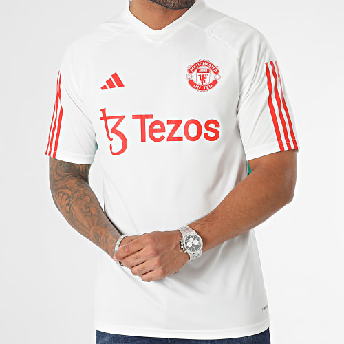 Maillot De Foot A Bandes Manchester United IA8492 Blanc