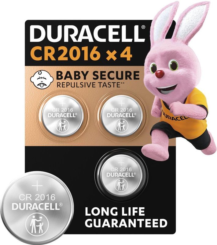 Duracell - Lithium Knoopcelbatterij - CR2016 - 4 Stuks