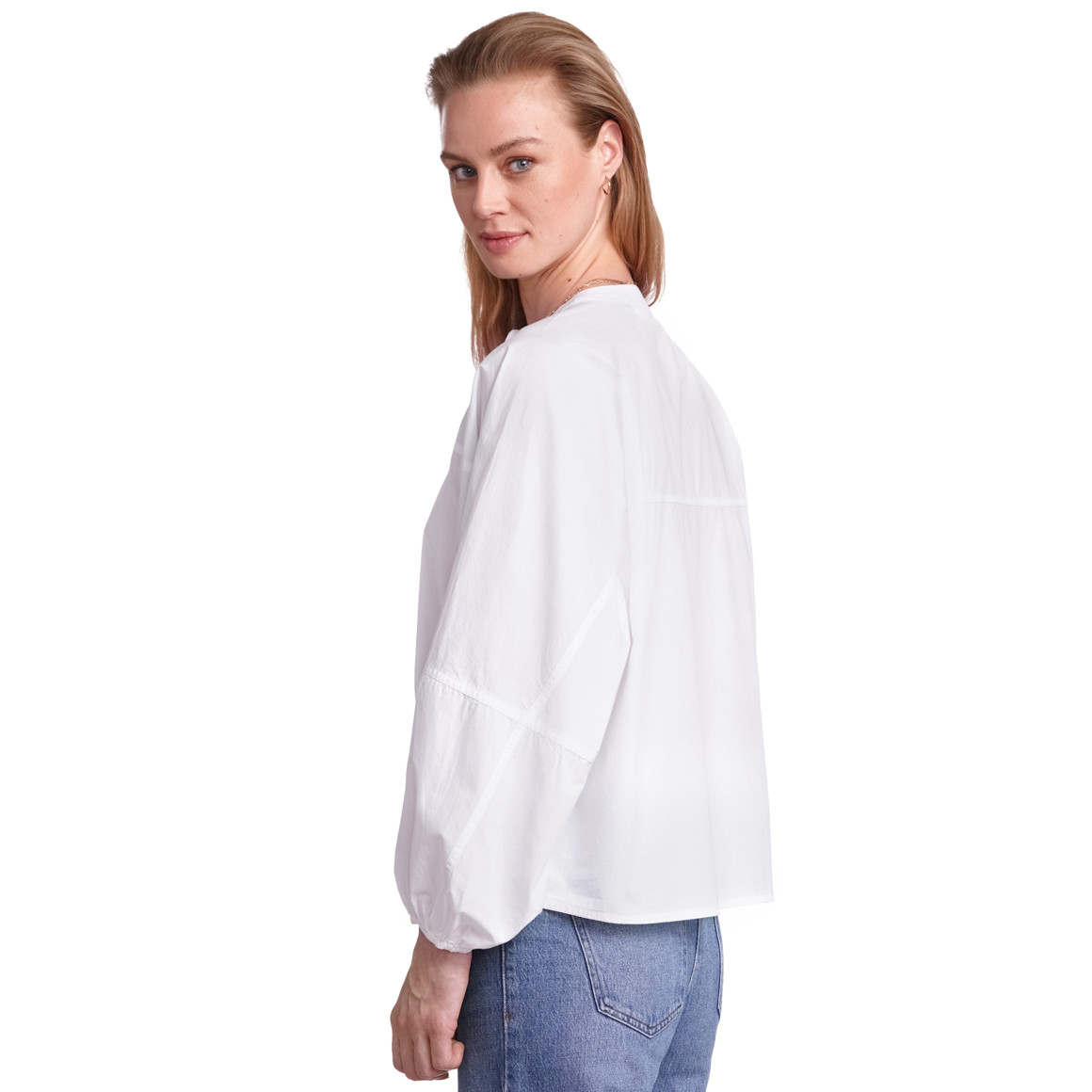 Jonas Nielsen Damen Bluse mit Ballonärmeln weiss