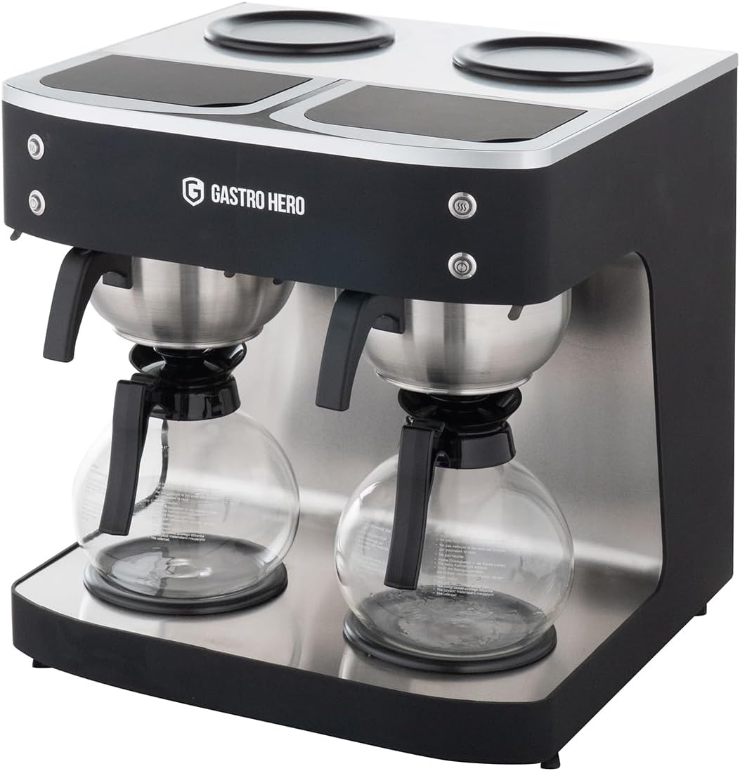 Filterkaffeemaschine ECO 2x 2 Liter schwarz inkl. 2 Glaskannen I Kaffeemaschine groß I 200 Tassen/St. I Filterkaffeemaschinen für Gastronomie und Café