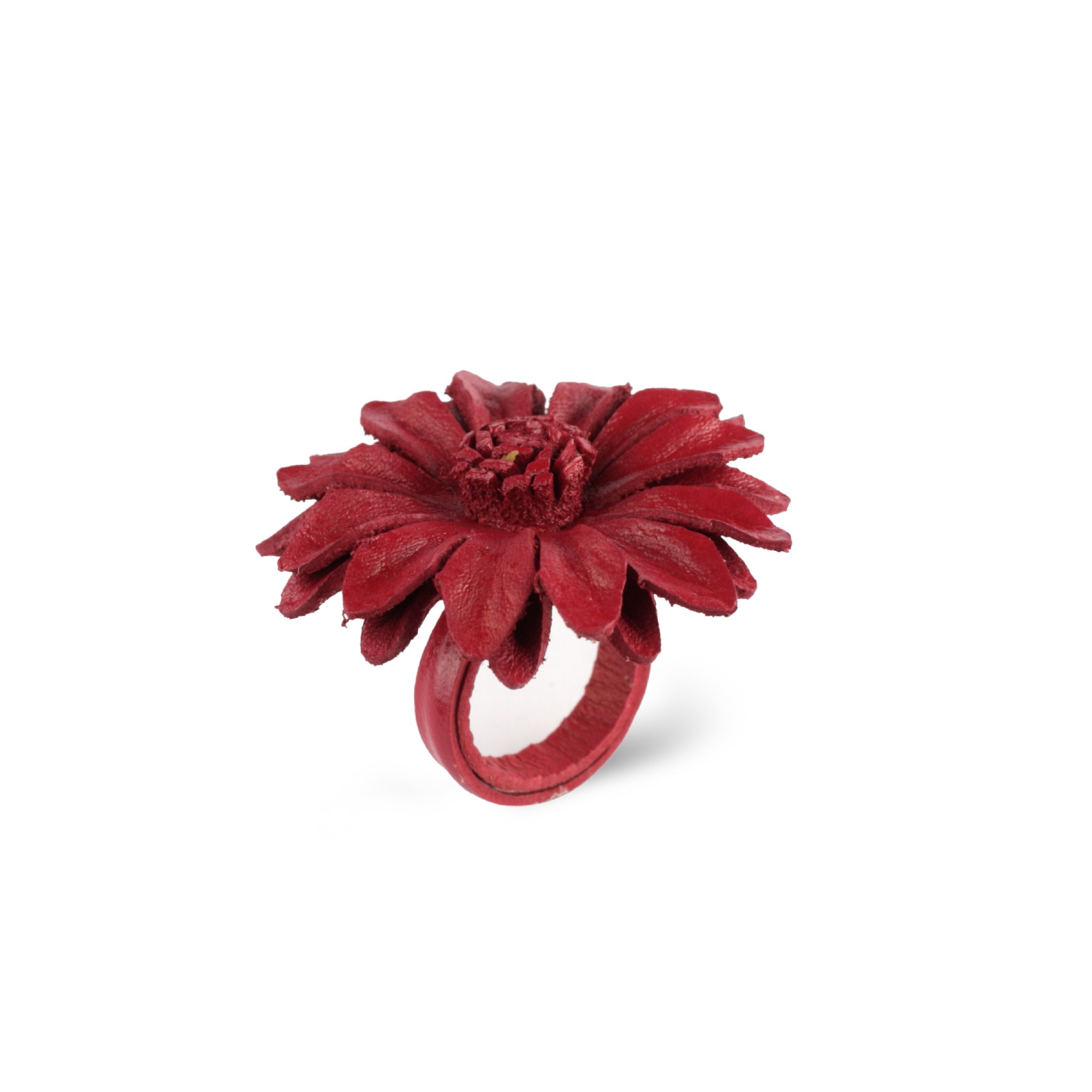 Ring 'Blume' aus Leder, rot, Ø 3 cm günstig bestellen