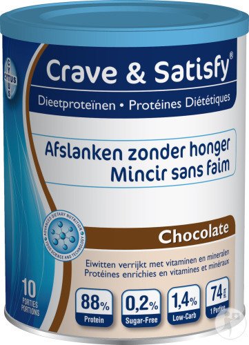 Crave & Satisfy Protéines Diététiques Chocolat Poudre Pot 200g