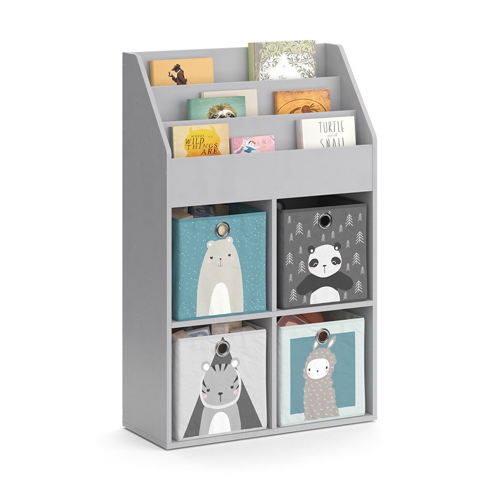 Vicco Kinderregal Bücherregal Wandregal Luigi Hellgrau 72x114 cm modern Kinderzimmer Regal Spielzeugregal Dekoregal Standregal Aufbewahrungsregal Würfelregal Ablage Fach freistehend Faltbox