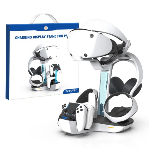 Sony PlayStation PS VR2 und DualSense Controller Ladestation inkl. Halterung für 1x PS VR2 Brille / 1x Headset / 1x Fernbedienung - Weiss