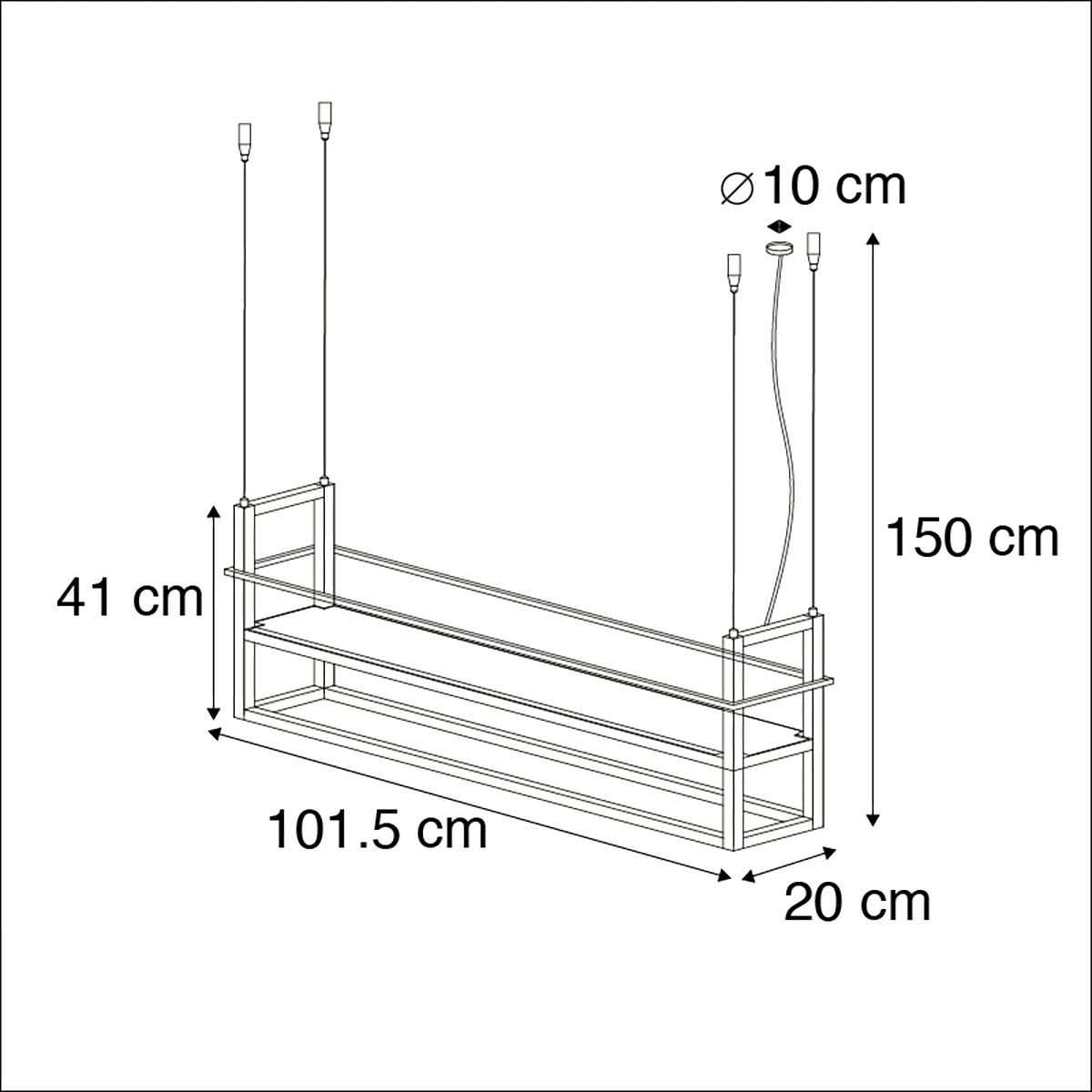 Smart hanglamp zwart met rek incl. 4 Wifi A60 - Cage Rack