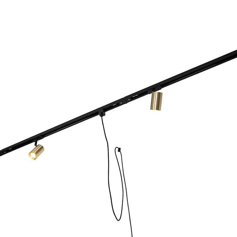 Modern railsysteem met 3 spots en 3 hanglampen goud 1-fase - Iconic Cavalux Jeana