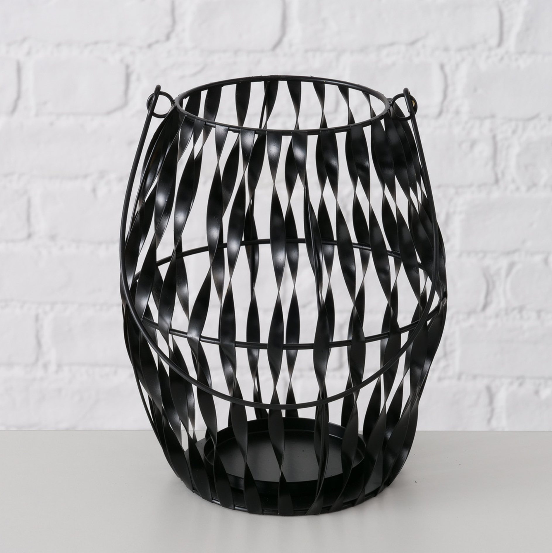 Windlicht - schwarz - Eisen - 18 cm