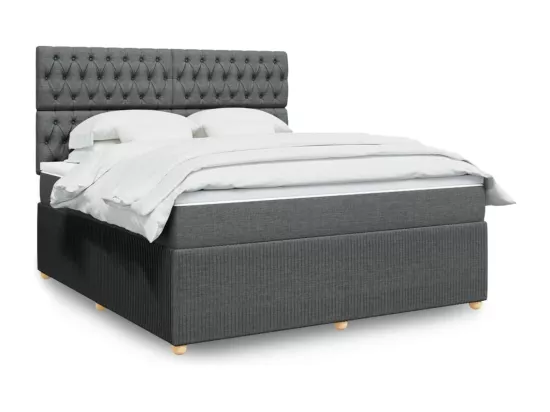 Sommier à lattes de lit avec matelas Gris foncé 180x200cm Tissu