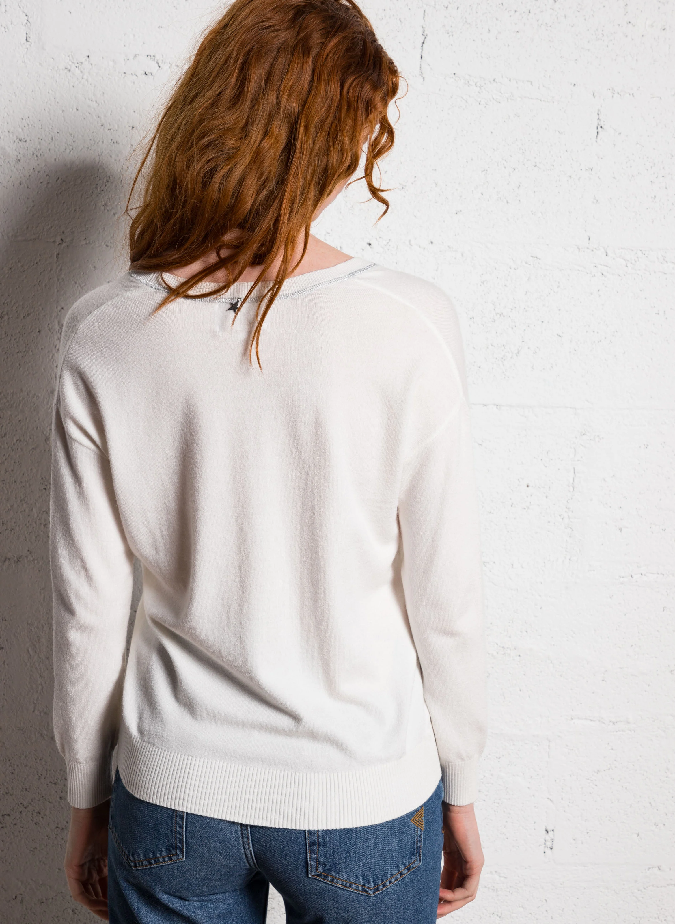 MARSENANO - Pull ample col v | Blanc