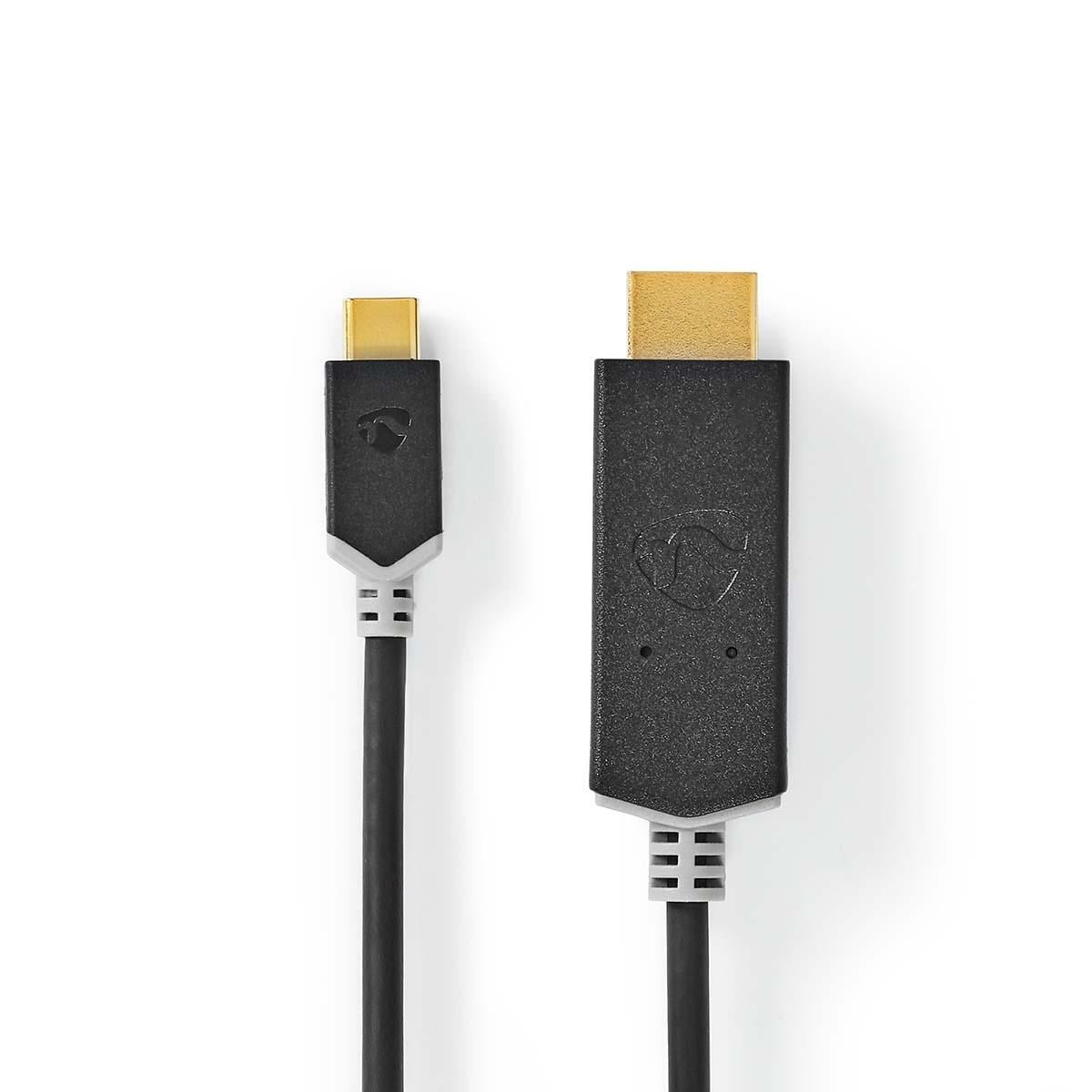 Nedis USB-C™ Adapter | USB 3.2 Gen 1 | USB-C™ Hann | HDMI ™ -kontakt | 4K@60Hz | 1.00 m | Rund | Gull belagt | PVC | Antrasitt | Boks