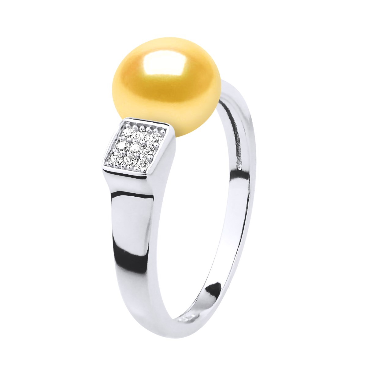 Bague Ajustable Perle d'Eau Douce 9-10 mm Dorée Joaillerie Argent 925