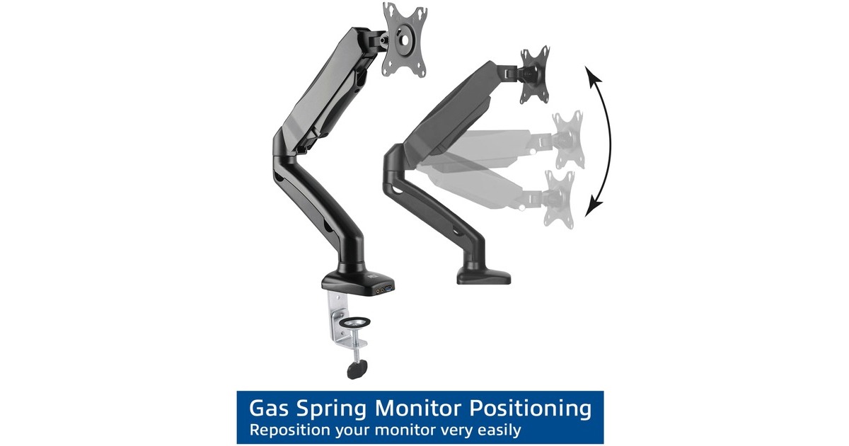 ACT ConnectivityMonitorarm office met gasveer, 1 scherm  (Zwart)