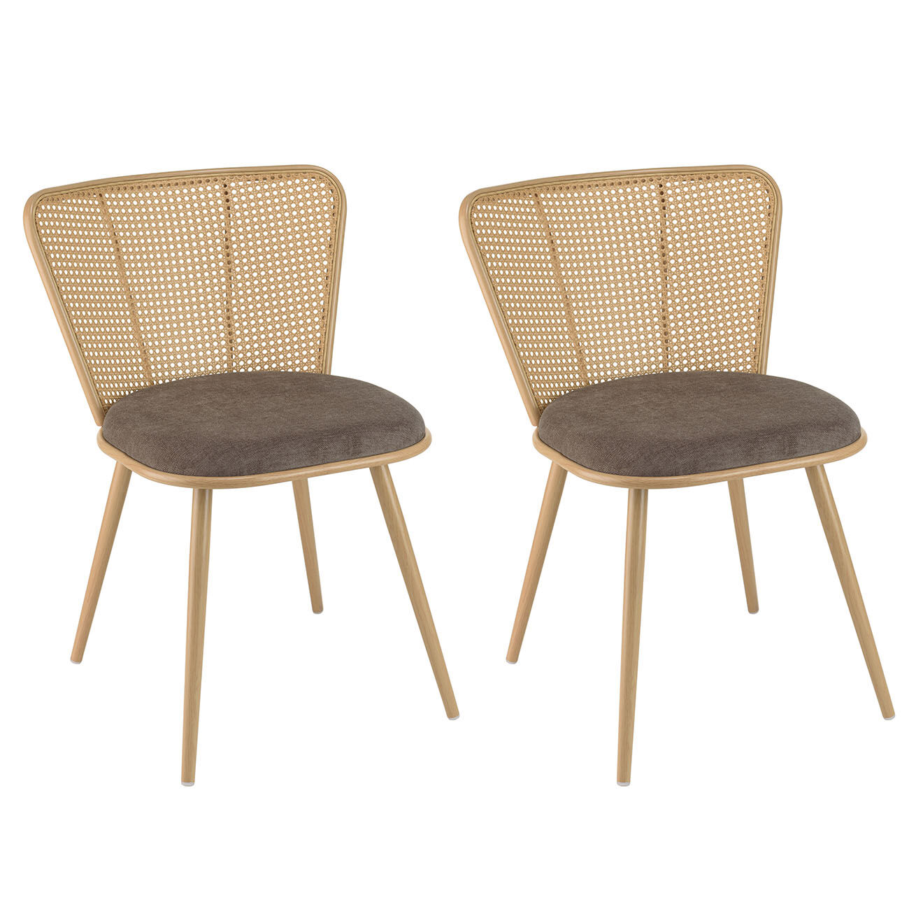 Macabane 2 Chaises Léa taupe - 55x60x78 cm