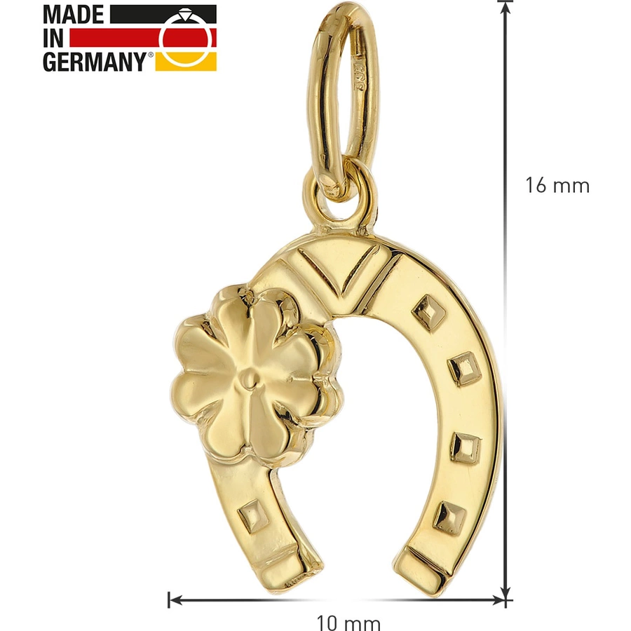 trendor Kinder Hufeisen-Anhänger Gold 333 + goldplattierte Silberkette gold