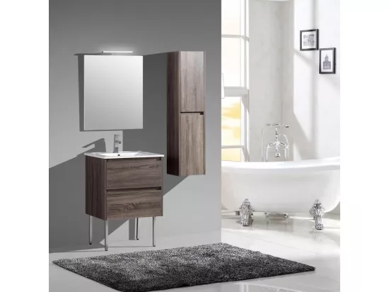 Ensemble meuble de salle de bain 80 cm marron Aquadoli