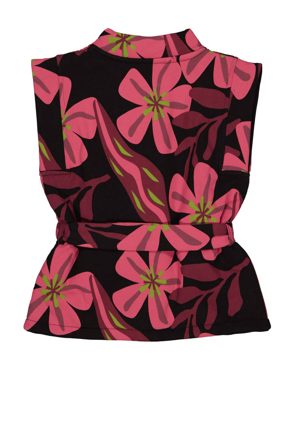 Quapi gebloemd gilet ARYA zwart/roze/groen