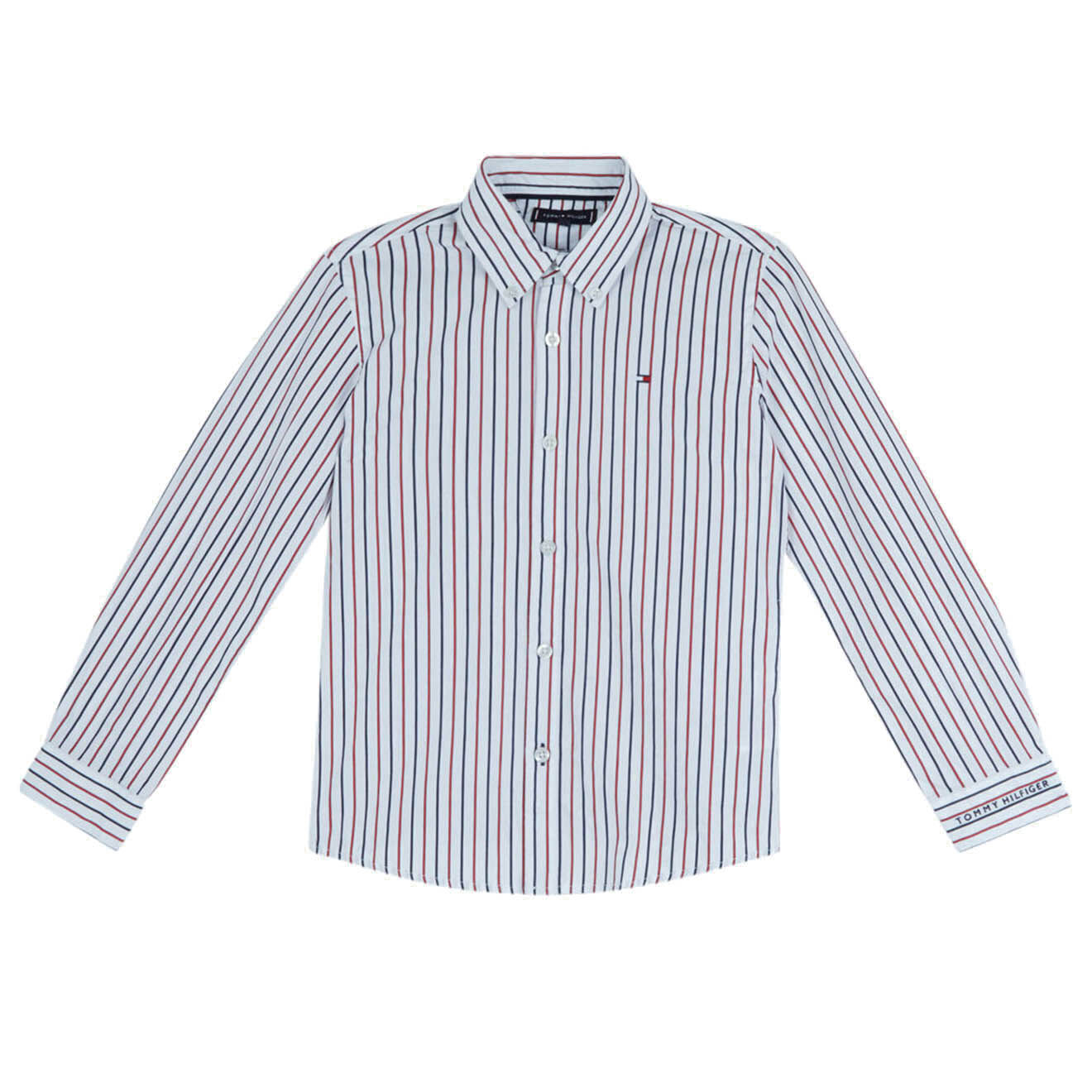 Tommy Hilfiger Chemise en Coton droite rayée blanc/bleu/rouge
