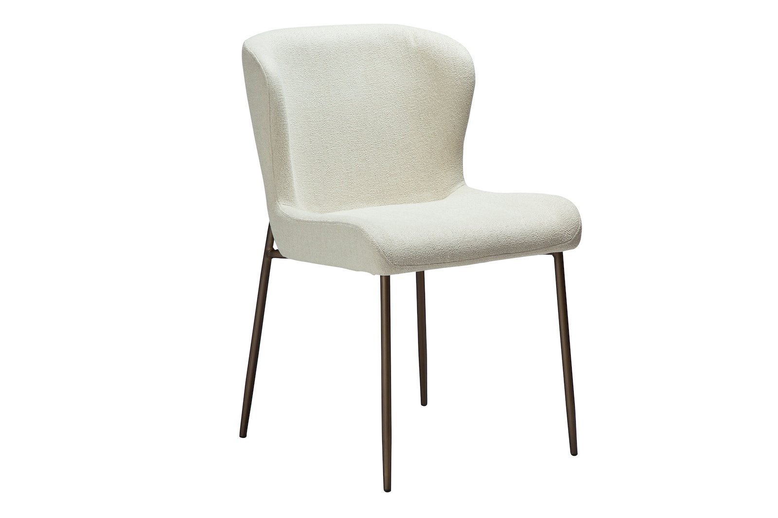 Glam spisestol Tekstil Bouclé Bone hvit og antikk messing ben