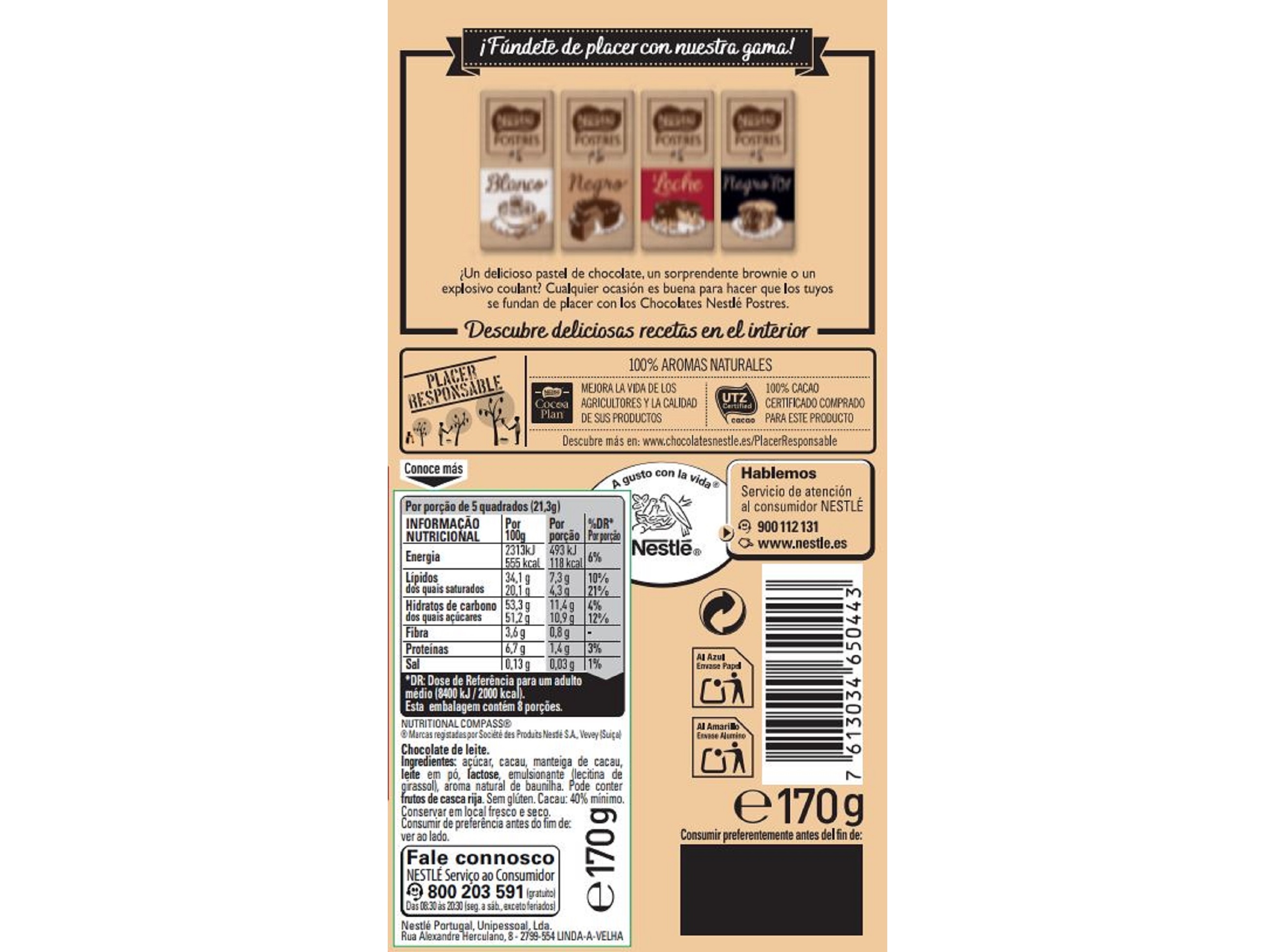CHOCOLATE CULINÁRIA NESTLÉ LEITE 170 G