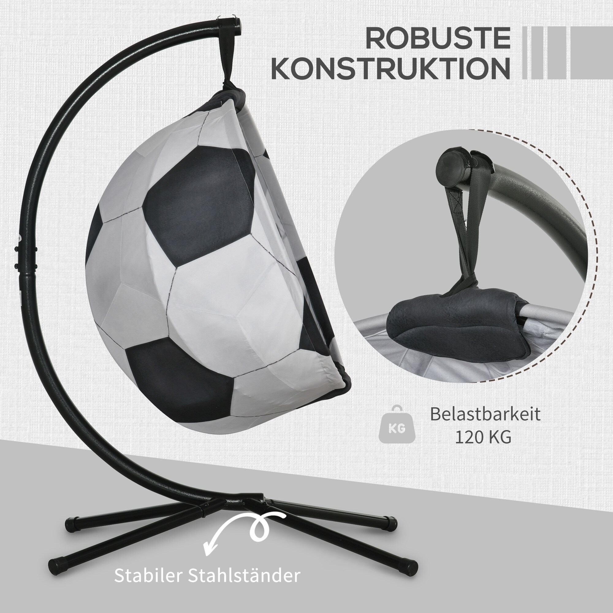 Outsunny Hängesessel im Fußball-Design bunt 126L x 114B x 172H cm