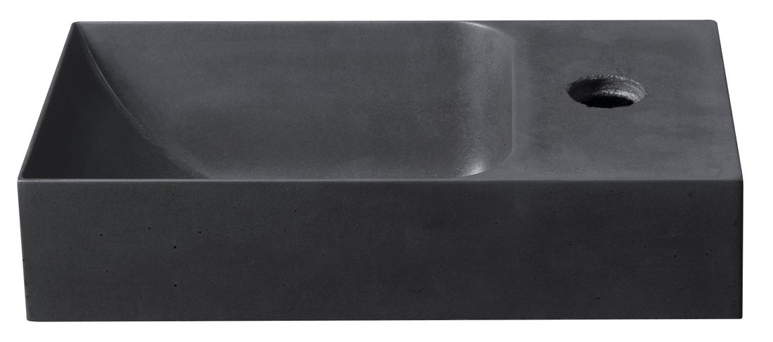 Sapho Piccolino fontein beton kraangat rechts 31x17cm antraciet